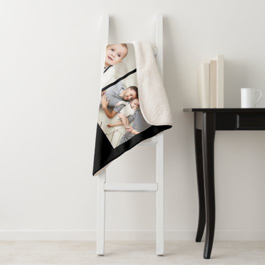 Moderne serie Monogram 3 Foto Collage Sherpa Deken (In situ)