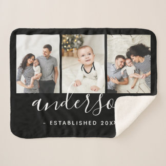 Moderne serie Monogram 3 Foto Collage Sherpa Deken