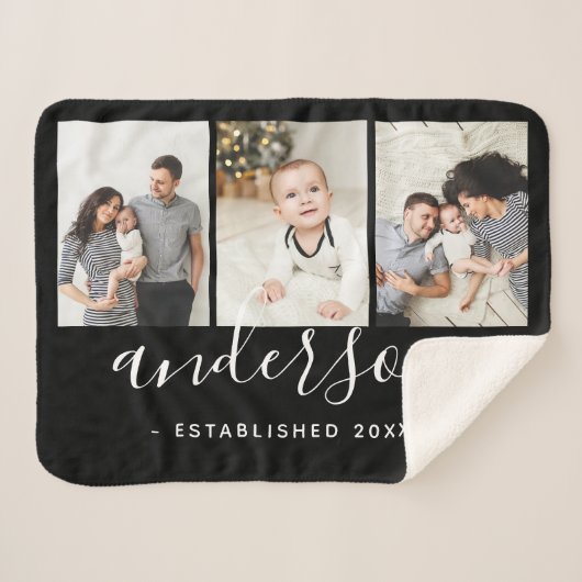 Moderne serie Monogram 3 Foto Collage Sherpa Deken (Voorkant (horizontaal))