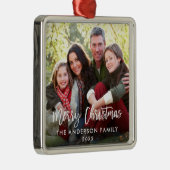 Moderne serie penseel script serie Kerstmis foto Metalen Ornament (Rechts)