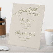 Moderne Serif Green Signature Cocktail Wedding Reclamebord Met Voetstuk (Insitu)