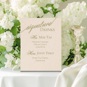 Moderne Serif Green Signature Cocktail Wedding Reclamebord Met Voetstuk