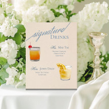 Moderne Serif Handtekening Cocktails met Stofblauw