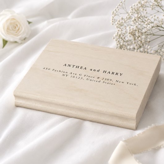 Moderne Serif Huwelijksretouradres Rubberen Stempe Rubberstempel