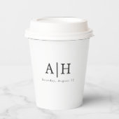 Moderne Serif Monogram Huwelijksfeest Papieren Bek Bekers (Voorkant)