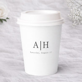 Moderne Serif Monogram Huwelijksfeest Papieren Bek Bekers