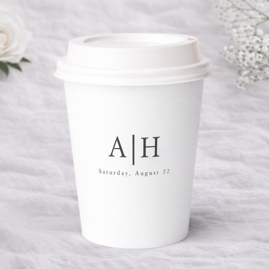 Moderne Serif Monogram Huwelijksfeest Papieren Bek Bekers