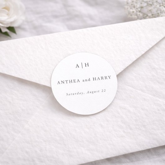 Moderne Serif Monogram Ronde Envelope Zegellak Sti Sticker