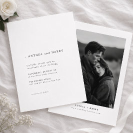Moderne Serif Typografie Zwart-Wit Trouwfeest Kaart