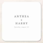Moderne Serif Zwart Wit Bruiloft Papier Coaster Kartonnen Onderzetters (Voorkant)