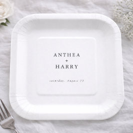 Moderne Serif Zwarte Witte Bruiloft Papieren Bord