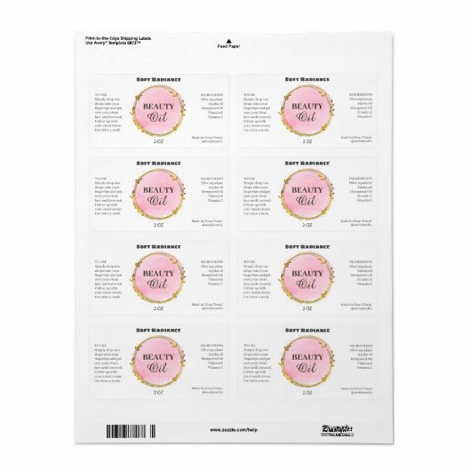 Moderne serumlabels etiket (Full Sheet)