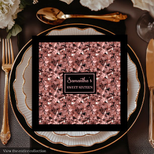 Moderne servetten Rose goud en zwart metaalglans