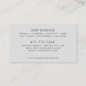 Moderne service voor contractueel onderhoud visitekaartje (Achterkant)