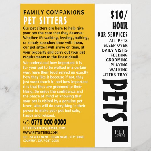 Moderne service voor het plaatsen van huisdieren, flyer (Voorkant)