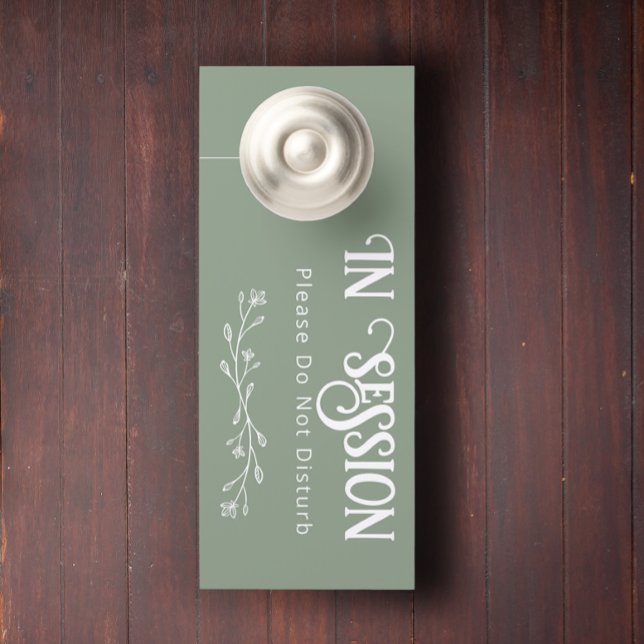 Moderne sessie in gepersonaliseerde tekst Bruiloft Deurhanger (Modern personalized in session  green color door hanger.)