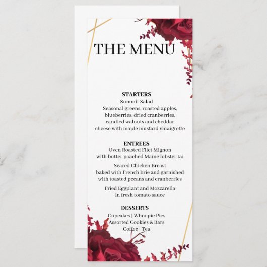 Moderne set 10-menukaart kaart (Voorkant / Achterkant)