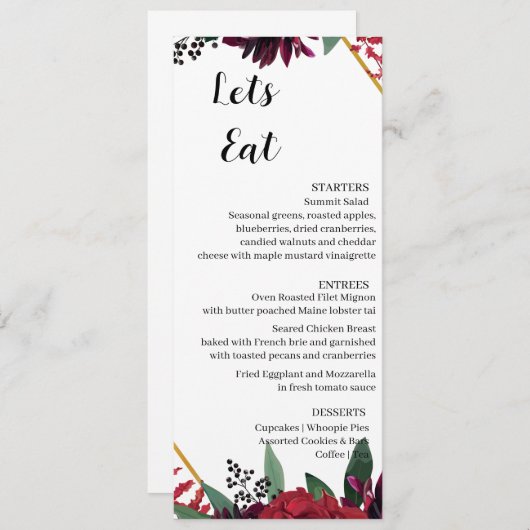 Moderne set 4-menukaart kaart (Voorkant / Achterkant)