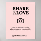 Moderne share the Love Hashtag Blush Pink Poster (Voorkant)