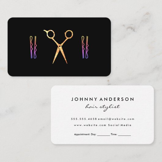 Moderne Shears/Hair Pins Benoeming III Afsprakenkaartje (Voorkant / Achterkant)