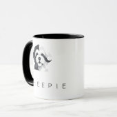 Moderne Sheepadoodle Kunst - Geometrisch Zwart & W Mok (Voorkant links)