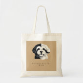 Moderne Sheepadoodle Kunst - Geometrisch Zwart & W Tote Bag (Voorkant)