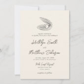 Moderne Shell Beach Ocean Bestemming Bruiloft Kaart (Voorkant)