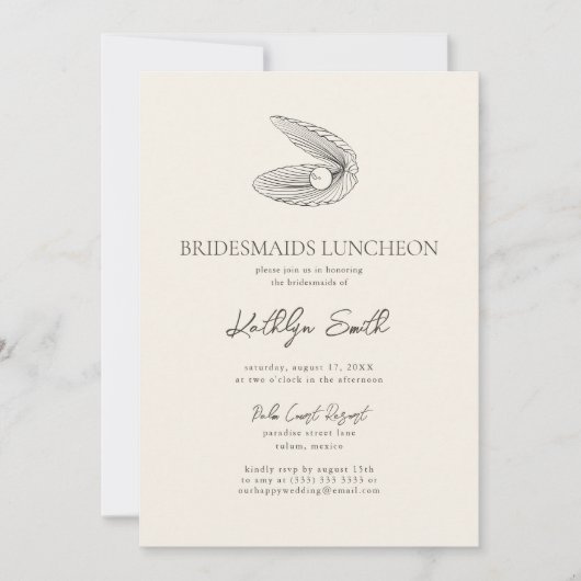 Moderne Shell Beach Ocean Bruidsmeisjes Luncheon Kaart (Voorkant)
