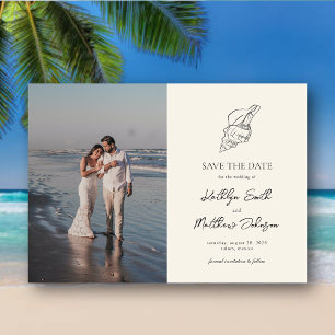 Moderne Shell Beach Ocean Bruiloft Save The Date Magnetische Uitnodiging