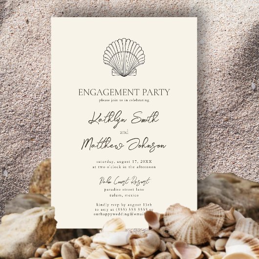 Moderne Shell Beach Ocean bruiloft verlovingsfeest Kaart
