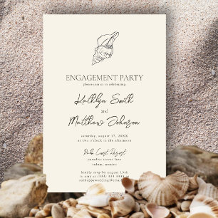 Moderne Shell Beach Ocean Huwelijk Verlovingsfeest Kaart