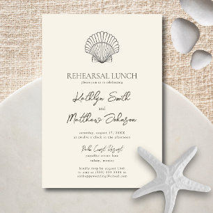 Moderne Shell Beach Ocean Wedding repetitie Lunch Kaart
