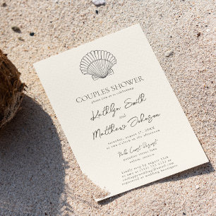 Moderne Shell Strand Oceaan Bruiloft Koppels Douch Kaart