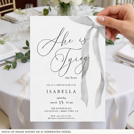 Moderne 'She's Tying The Knot' Strikbride Shower Kaart