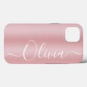 Moderne Shimmer Roze Metallic Aangepaste Naam Case-Mate iPhone Case (Achterkant (horizontaal))