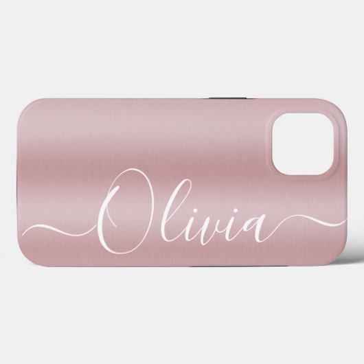 Moderne Shimmer Roze Metallic Aangepaste Naam Case-Mate iPhone Case (Achterkant (horizontaal))