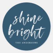 Moderne Shine Bright Navy Vakantie Ronde Sticker (Voorkant)