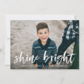 Moderne Shine Bright Script Navy Foto Feestdagenkaart (Voorkant)
