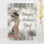 Moderne showgirl moederdag kaart (Gele Bloem)
