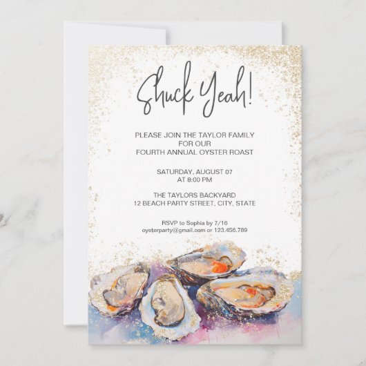 Moderne Shuck Ja Zomer Oester Gebraden Feest Paste Kaart (Voorkant)