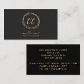 Moderne Sieraden Designer Faux Gouden Folie Zwart Visitekaartje (Voorkant / Achterkant)