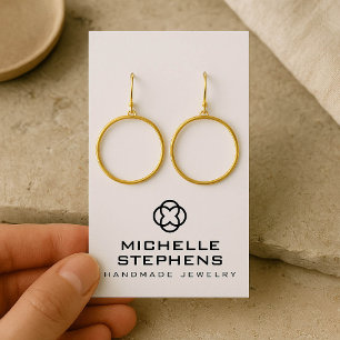 Moderne Sieraden Designer Logo Oorbel Houder Wit Visitekaartje