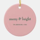 Moderne sieraden en heldere kerstfoto roze & groen keramisch ornament (Voorkant)