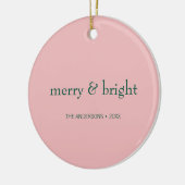 Moderne sieraden en heldere kerstfoto roze & groen keramisch ornament (Links)