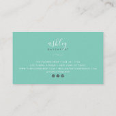 Moderne sierlijke bloemen turquoise waterverf visitekaartje (Achterkant)
