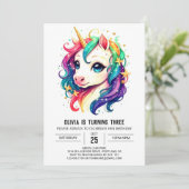 Moderne sierlijke eenhoorn verjaardag kaart (Staand voorkant)