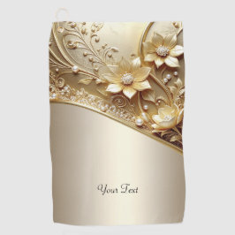 Moderne Sierlijke Gouden Bloem Golf Handdoek