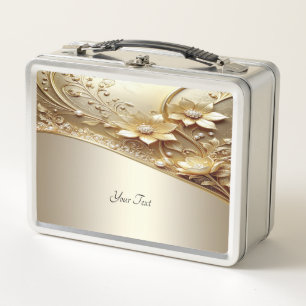 Moderne Sierlijke Gouden Bloem Lunchbox