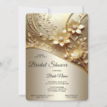Moderne Sierlijke Gouden Bloem met Parel Bruidsont