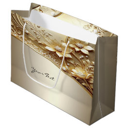 Moderne Sierlijke Gouden Bloem met Parels Cadeauta Groot Cadeauzakje